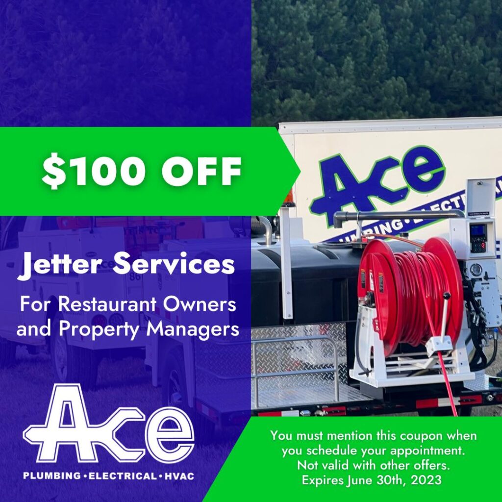$100 off Jetter services for restaurant owners and property managers. Coupon can't be combined with other offers. Expires June 30th, 2023.